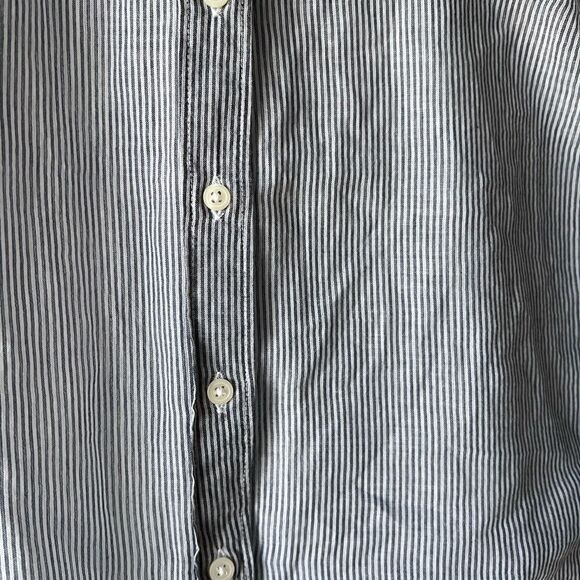 Women’s sleeveless blue blouse light fabric striped floral line design S. - Picture 6 of 12